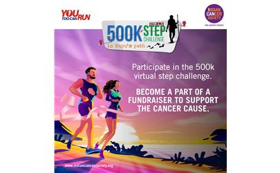 &quot;500k Virtual Steps Challenge&quot; is organised by &quot;You Too Can Run&quot;, inspired by Gandiji&#39;s Dandi yatra. The Indian Cancer Society is part of this event as a NGO partner.